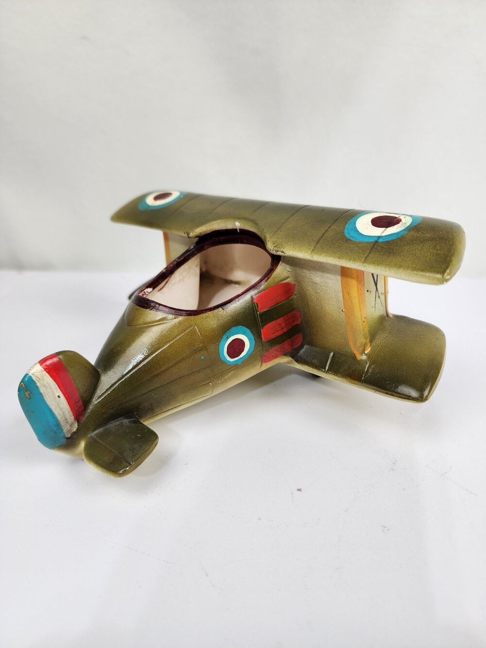Vintage Inarco Sopwith Camel Airplane Biplane Model Planter Japan Kitschy